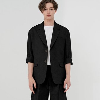 COQ OVERFIT HEMP LINEN BLAZER_BLACK