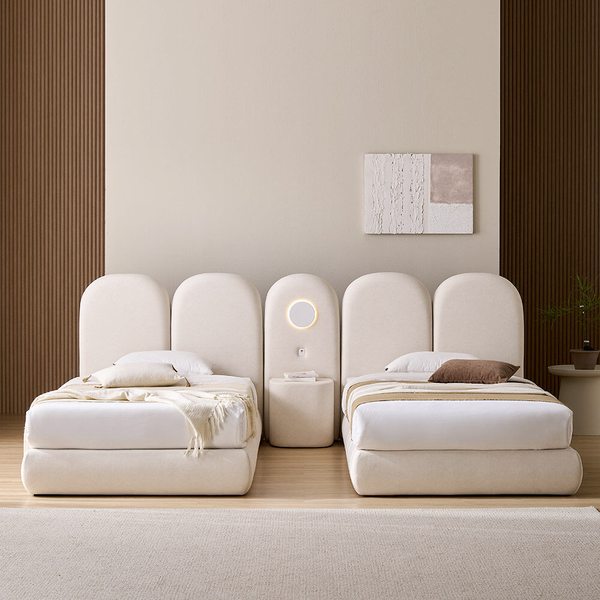 오세르 친환경 E0 호텔침대 기능성 조야 패브릭 LED조명 평상형 침대프레임 SS + 사이드