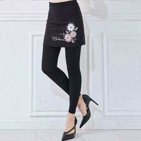 여인 플라워 치마레깅스 빅사이즈 여성 봄 가을 9부 10부 치렝스 치마바지