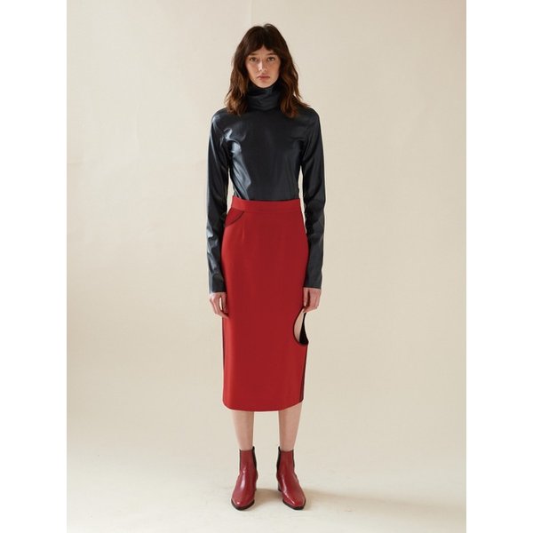 Color Blocking Skirt(Red)