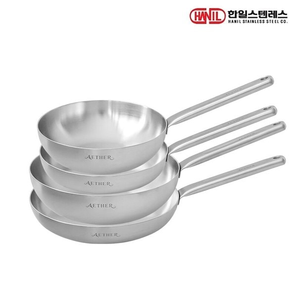 한일STS 에테르 통5중 IH 인덕션가능 무연마제 스텐레스304 후라이팬세트 4종(후24+28+궁24+28)