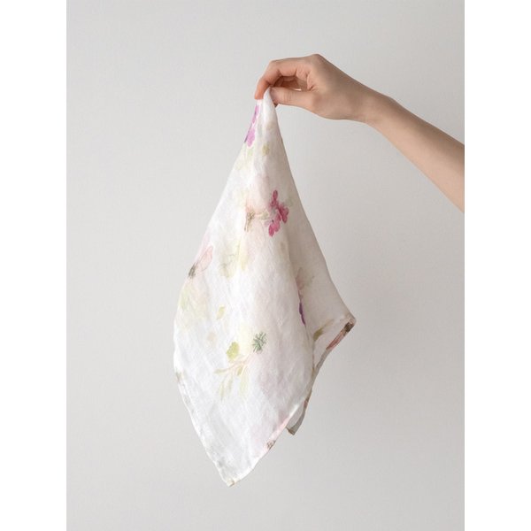 linoelina 리투아니아 린넨 손수건 쁘띠스카프 플로럴 (아네모네)