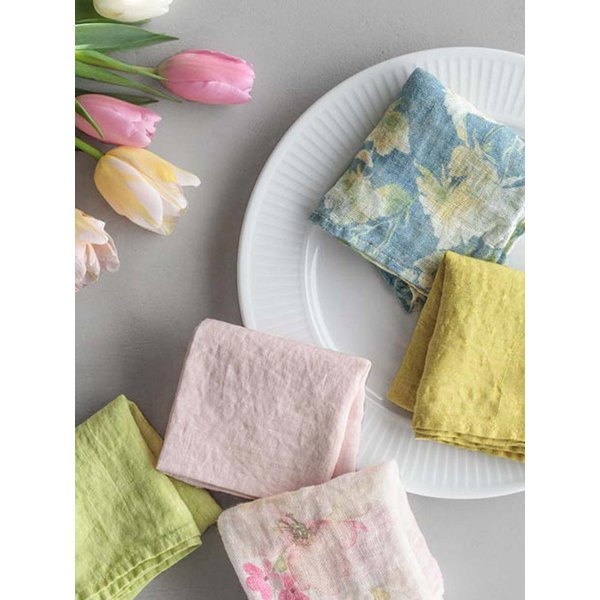 linoelina 리투아니아 린넨 손수건 쁘띠스카프 플로럴 (아네모네)