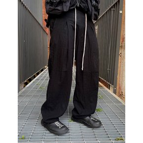 WIDE BALLOON LINEN PANTS (BLACK)