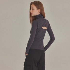 [TOPGIRL] RIBBED CUT-OUT BACK HIGH NECK TOP_T426TP113(BR)