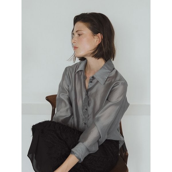 O Sheer Standard Shirt_Gray