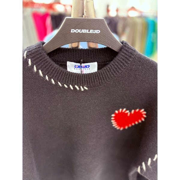 [여주점] 남여공용,하트스티치니트 ,블랙JGZZ51B04