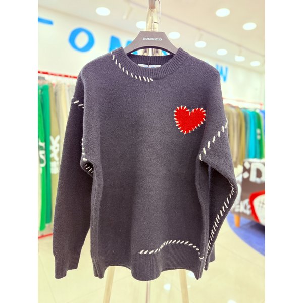 [여주점] 남여공용,하트스티치니트 ,블랙JGZZ51B04