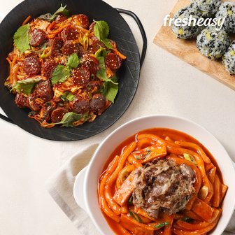 프레시지 호로록우삼겹떡볶이 2인분 + 매콤깻잎순대볶음 2인분(냉장)