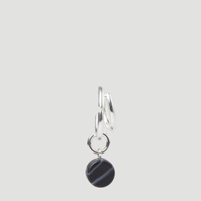 [해외배송] 레텔앤볼브 폴리시드 실버 후프 블랙 아게이트 귀걸이 RW22084 Black agate