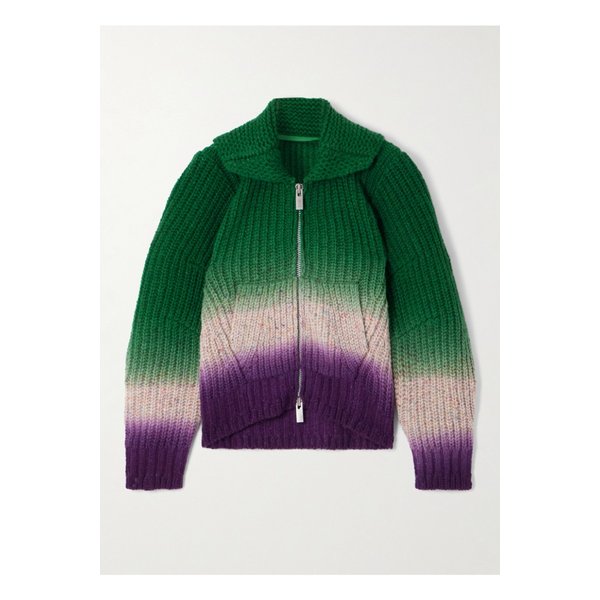 골지 가먼트 다이 울 가디건 그린 46376663162869302