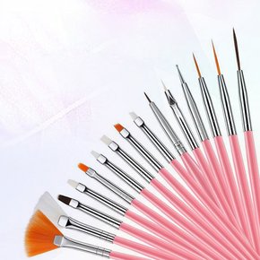 브러쉬 네일브러쉬 네일 붓 젤네일 네일붓 젤 마블 라인 세트 15종 아트 재료 세필붓 라이너