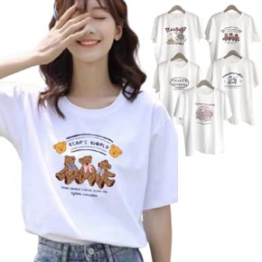 여름 면티 여성 반팔티셔츠 라운드 루즈핏 무지 레터링 순면티 ODM-WMSLV17