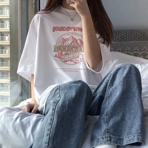 여름 면티 여성 반팔티셔츠 라운드 루즈핏 무지 레터링 순면티 ODM-WMSLV17