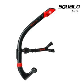 SQUALO 센터스노클3 SE-03 드라이탑 장착 수영 강습용 훈련 연습용품 블랙레드