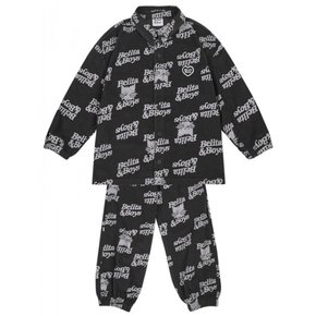 BK4HST11CH  [SET] Charcoal Cat Face Pattern Corduroy Shirt & Jogger