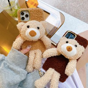 갤럭시 노트20 10 울트라 S20 + 뽀글이 커플 곰돌이 인형/귀여운 입체 캐릭터/패브릭 양털 핸드