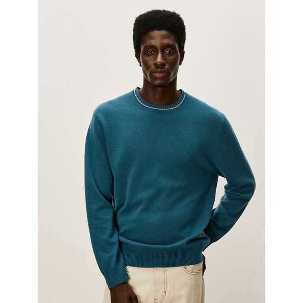 Contrast round pullover_ Emerald green M43MPU006EE