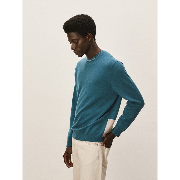 Contrast round pullover_ Emerald green M43MPU006EE