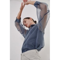 ★ 김희애,김나영 착용★ [델라라나] 시스루 블라우스 (블루그레이/핑크)(AU0213-006-80/AU0213-005-61)