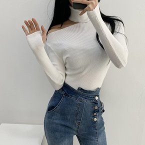 / 폴라넥 트임 골지 초커 워머 니트2color