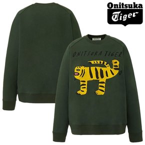 오니츠카타이거 타이거 로고 그래픽 스웨트 탑 맨투맨 티셔츠 카키 2183B622.200