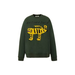 오니츠카타이거 타이거 로고 그래픽 스웨트 탑 맨투맨 티셔츠 카키 2183B622.200