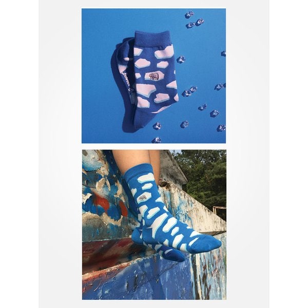 남녀 공용 자수포인트 양말 -북금곰