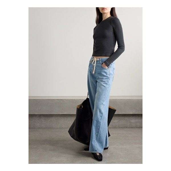 필라 와플 니트 코튼 티셔츠 차콜 1647597357490172