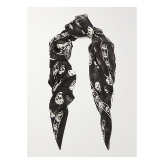 알렉산더맥퀸 프린트 실크 시폰 스카프 블랙 1647597284897332