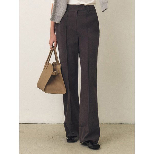 턴업 스트레이트 팬츠_CHARCOAL