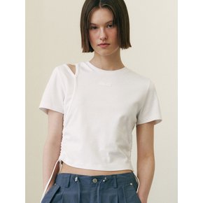 CUT OUT SIDE STRING CROP T-SHIRTS WT