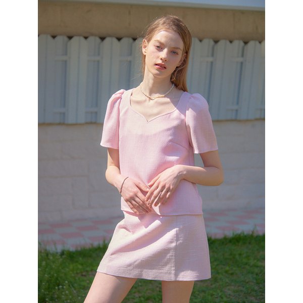 [리퍼브]HEART TWEED MINI SKIRT_PINK
