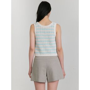 Stripe Crochet Sleeveless Knit Top  Sky Blue (KE5551M03Q)