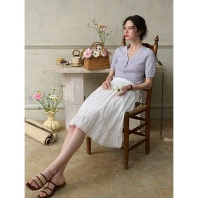 SR_White cotton lace mid skirt