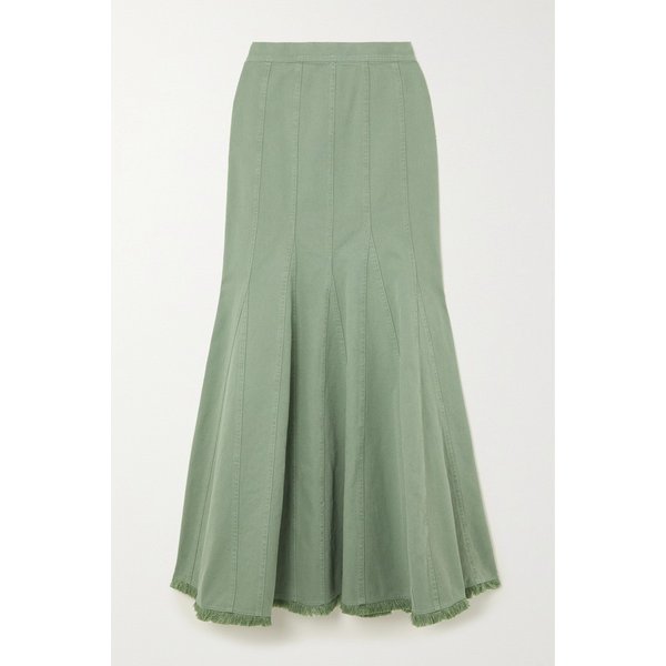 트루디 플리츠 코튼 트윌 맥시 스커트 그린 1647597303556756