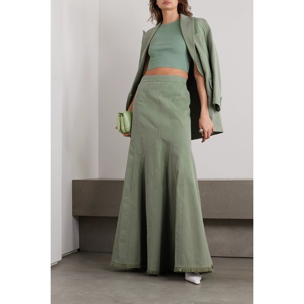 트루디 플리츠 코튼 트윌 맥시 스커트 그린 1647597303556756