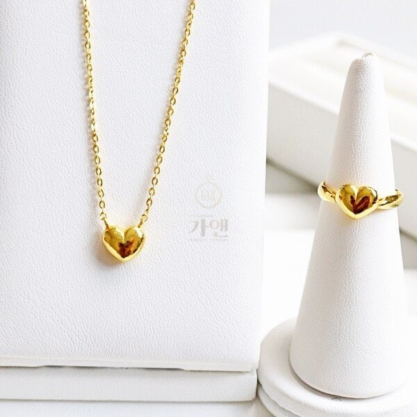 [가앤] 24k순금 통통 하트 유광 목걸이3.75g