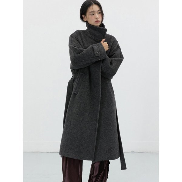 [무료반품] BELTED BALMACAAN WOOL COAT CHARCOAL