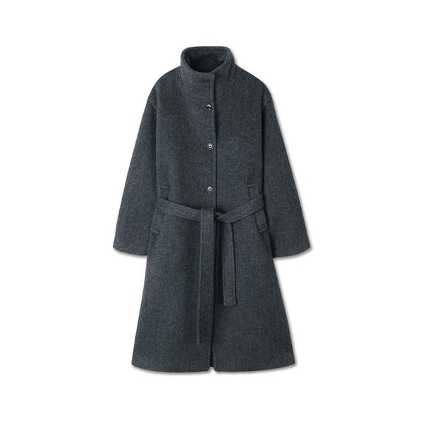[무료반품] BELTED BALMACAAN WOOL COAT CHARCOAL
