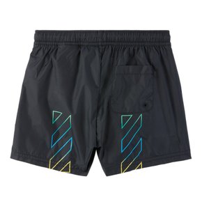 키즈 블랙 다이애그널 레인보우 스윔 쇼츠 OBFA001S24FAB0071084 BLACK MULTICOLOR