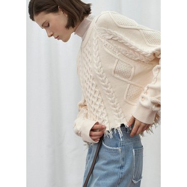 나인(Atelier Nain) (T-6918)CUTTING CABLE KNIT