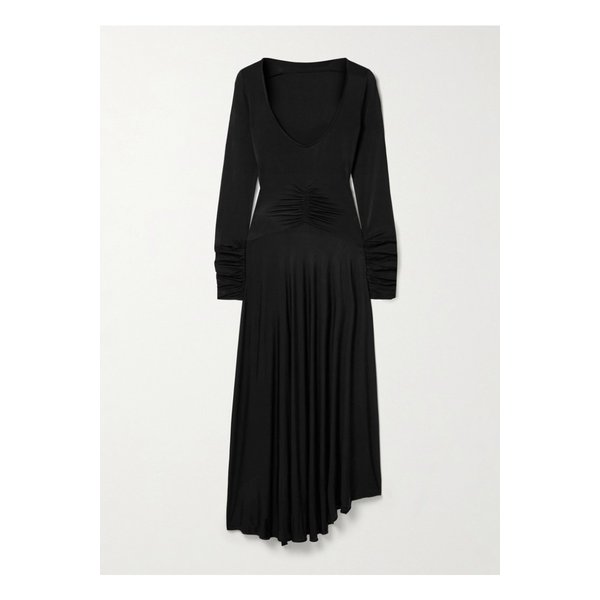 주름 스트레치 저지 맥시 드레스 블랙 1647597344753520