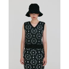 ZITA Floral Knit Vest - Black