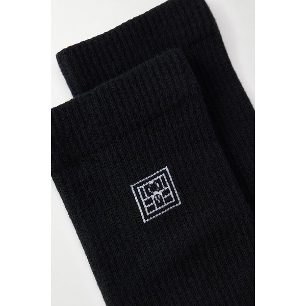 모노그램 자수 리브 코튼 블렌드 양말 46376663162980154
