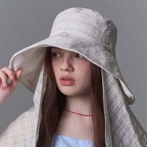 체크 와플 에어리 탈부착 차양막 스카프 플로피햇 로베인 (5 colors)