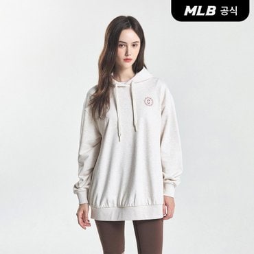 MLB [코리아공식] 여성 베이직 메가오버핏 후드티 CLE (Oatmeal)