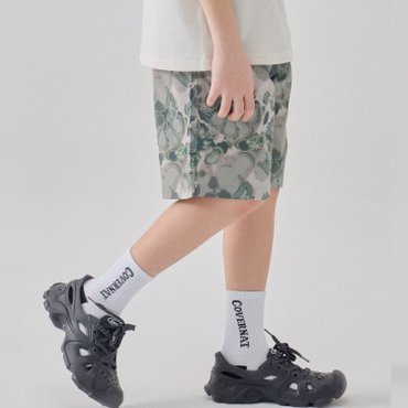 커버낫 키즈 홀패턴 어센틱 로고 반바지 카키 CK2502SO25KH