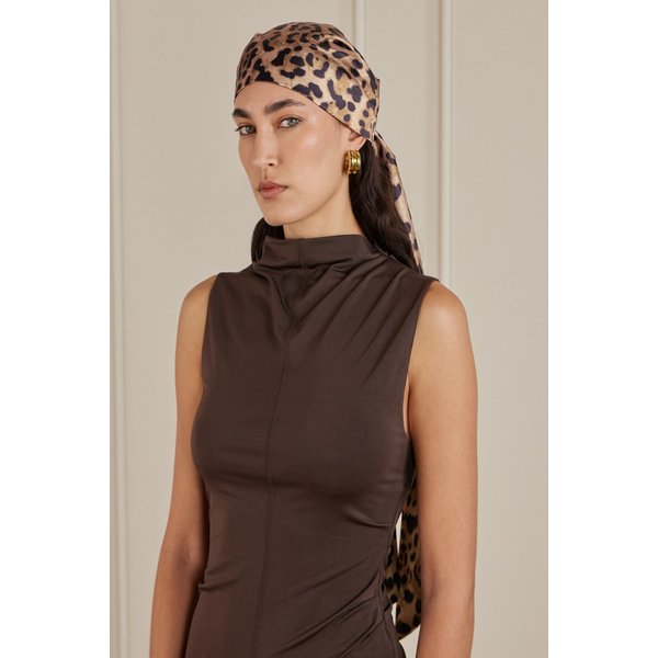유지니아 킴 지지 레오파드 프린트 새틴 트윌 헤드스카프 46376663162972480
