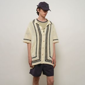 UNISEX 그래니 배색 하프 가디건 [IVORY] / GF2UKC018 - MAN